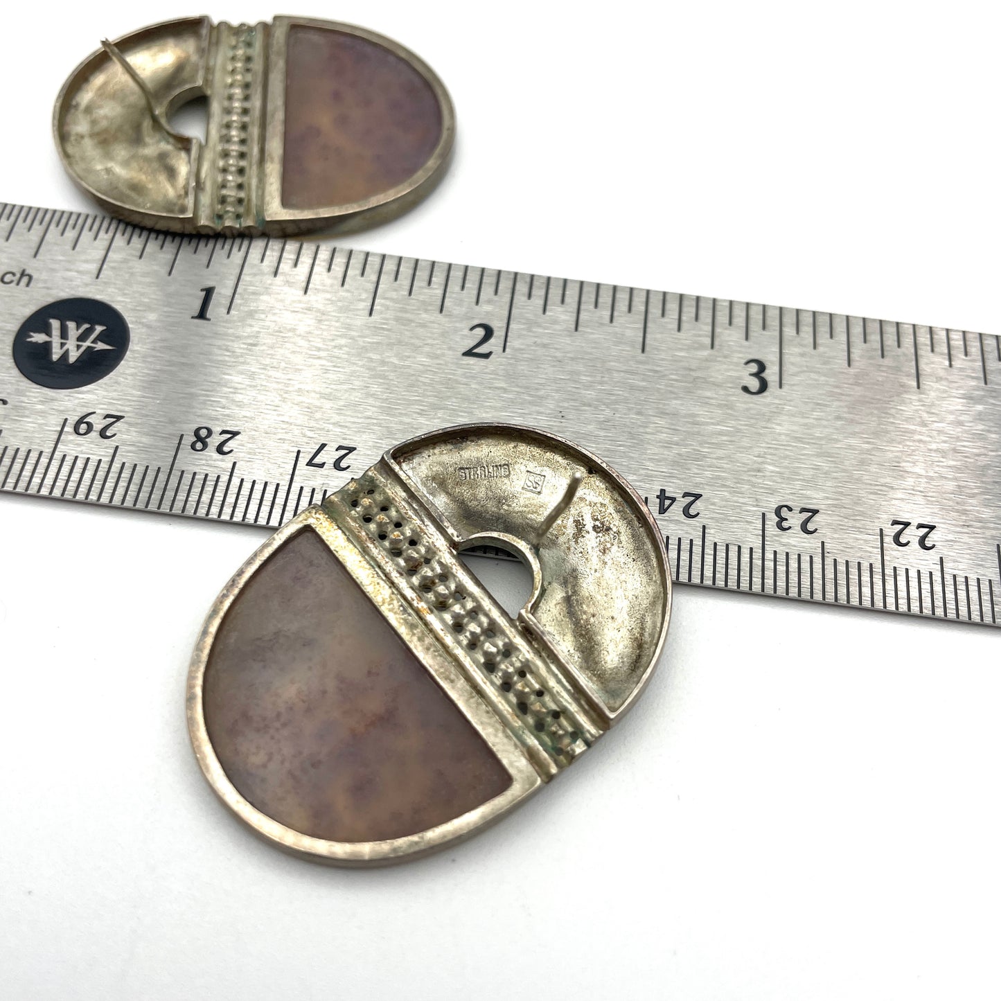 Vintage Sterling & Natural Stone Earrings