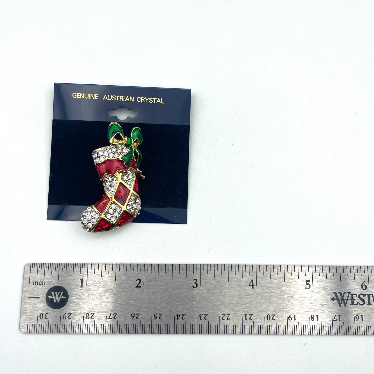 Enamel Stocking Christmas Pin