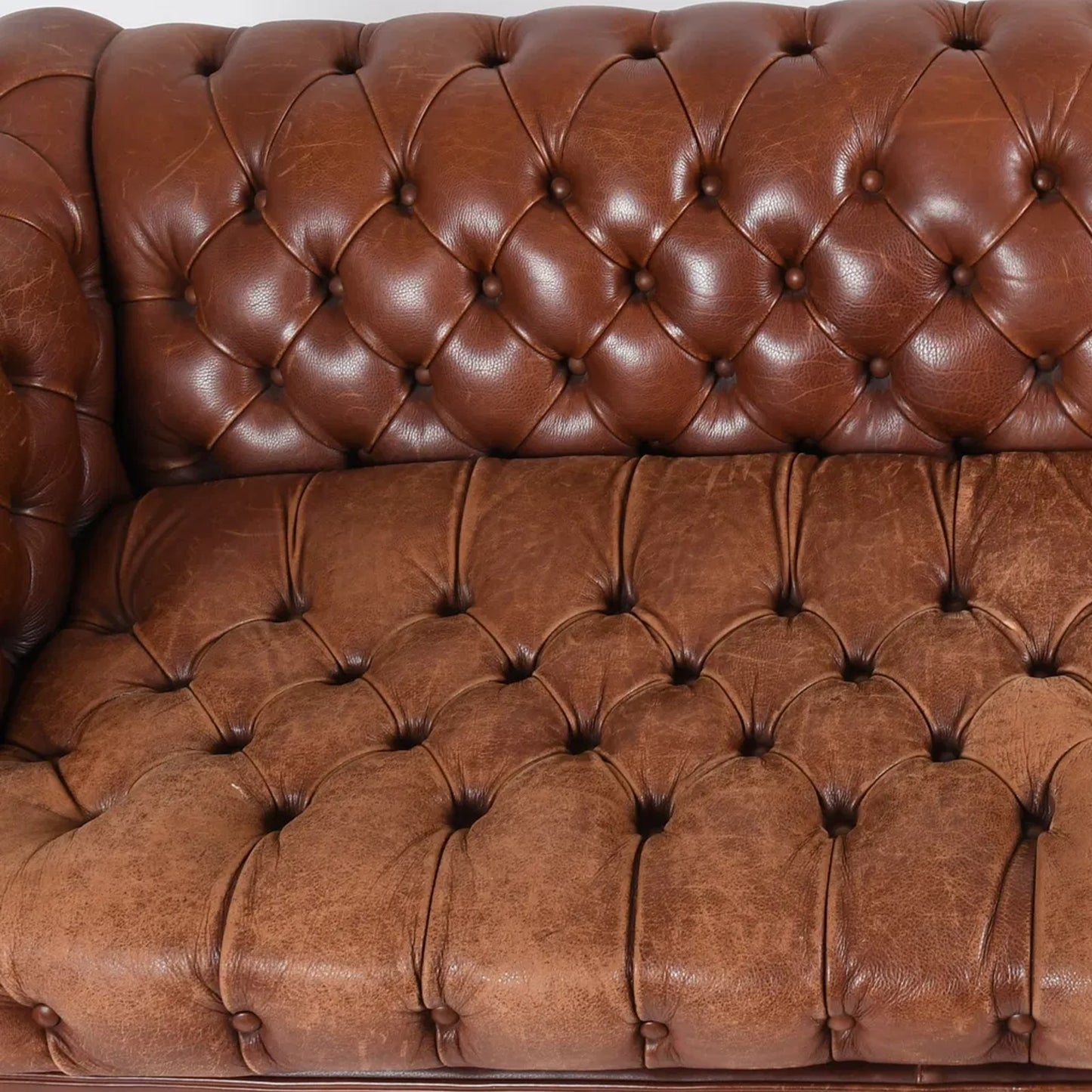 Vintage Leather Chesterfield Sleeper Sofa 76" Long