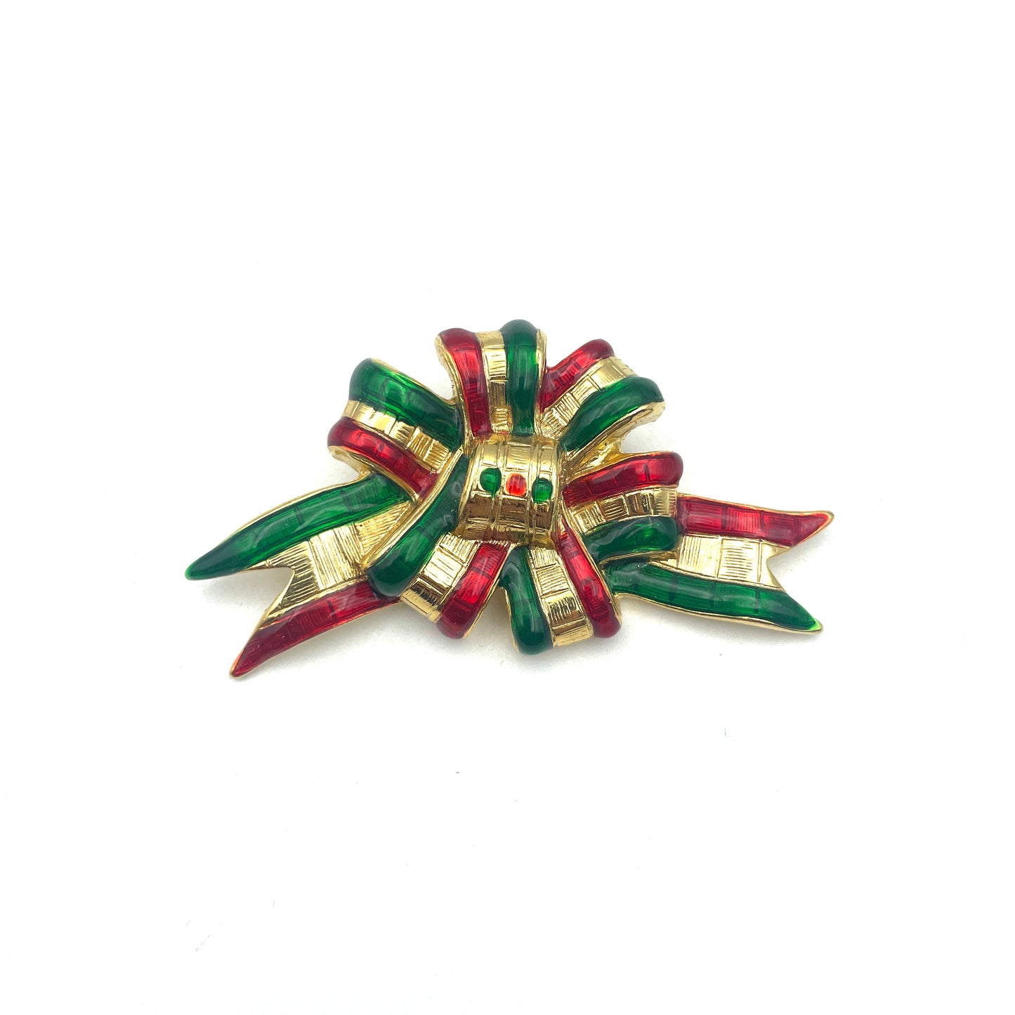 Vintage Ribbon Bow Christmas Pin