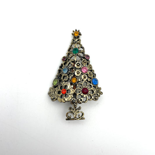 Vintage Sparkling Christmas Tree Pin