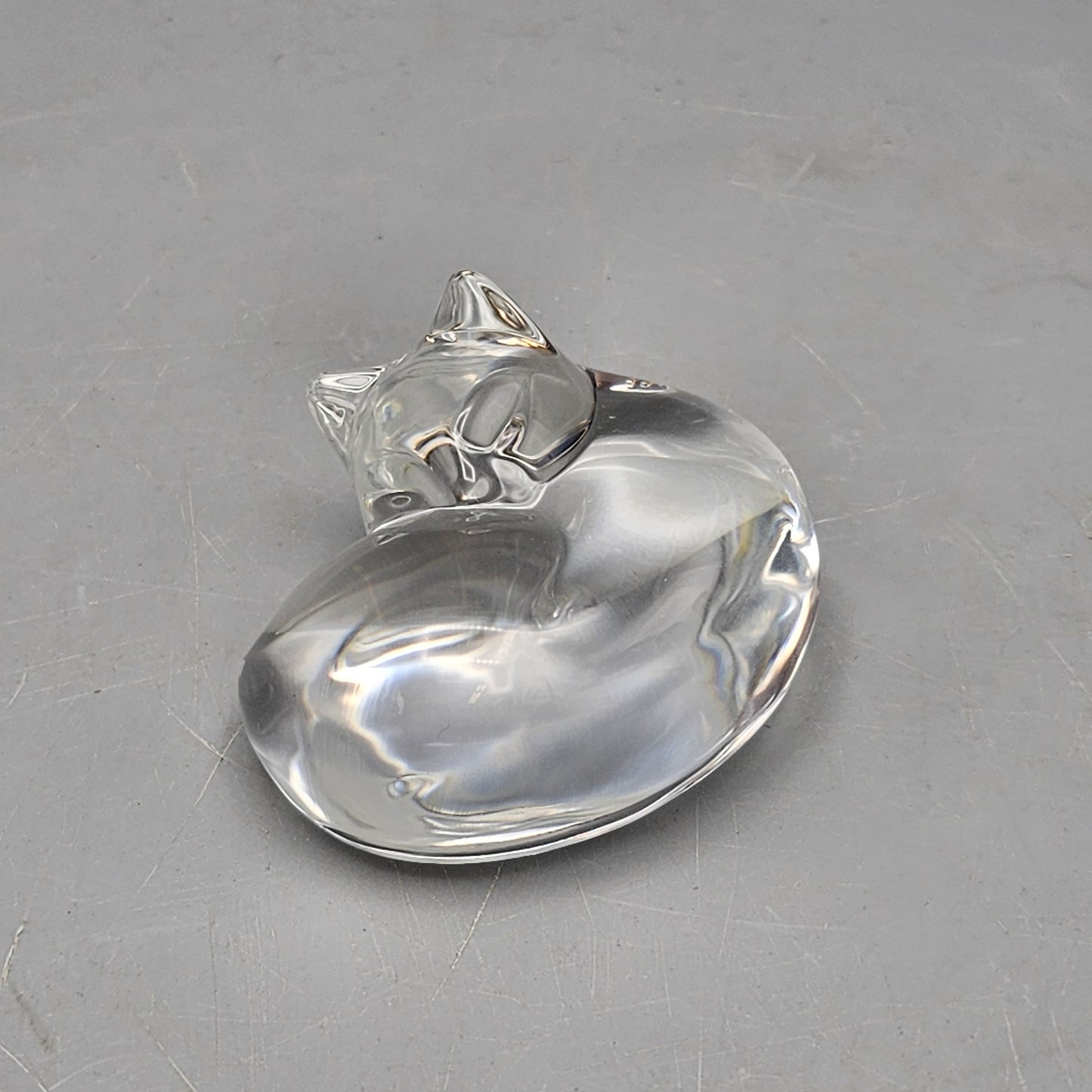 Steuben Crystal Glass Curled Sleeping Fox Hand Warmer