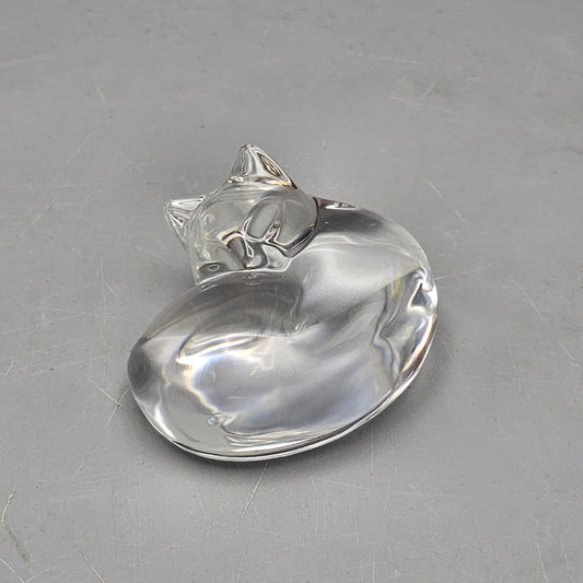 Steuben Crystal Glass Curled Sleeping Fox Hand Warmer