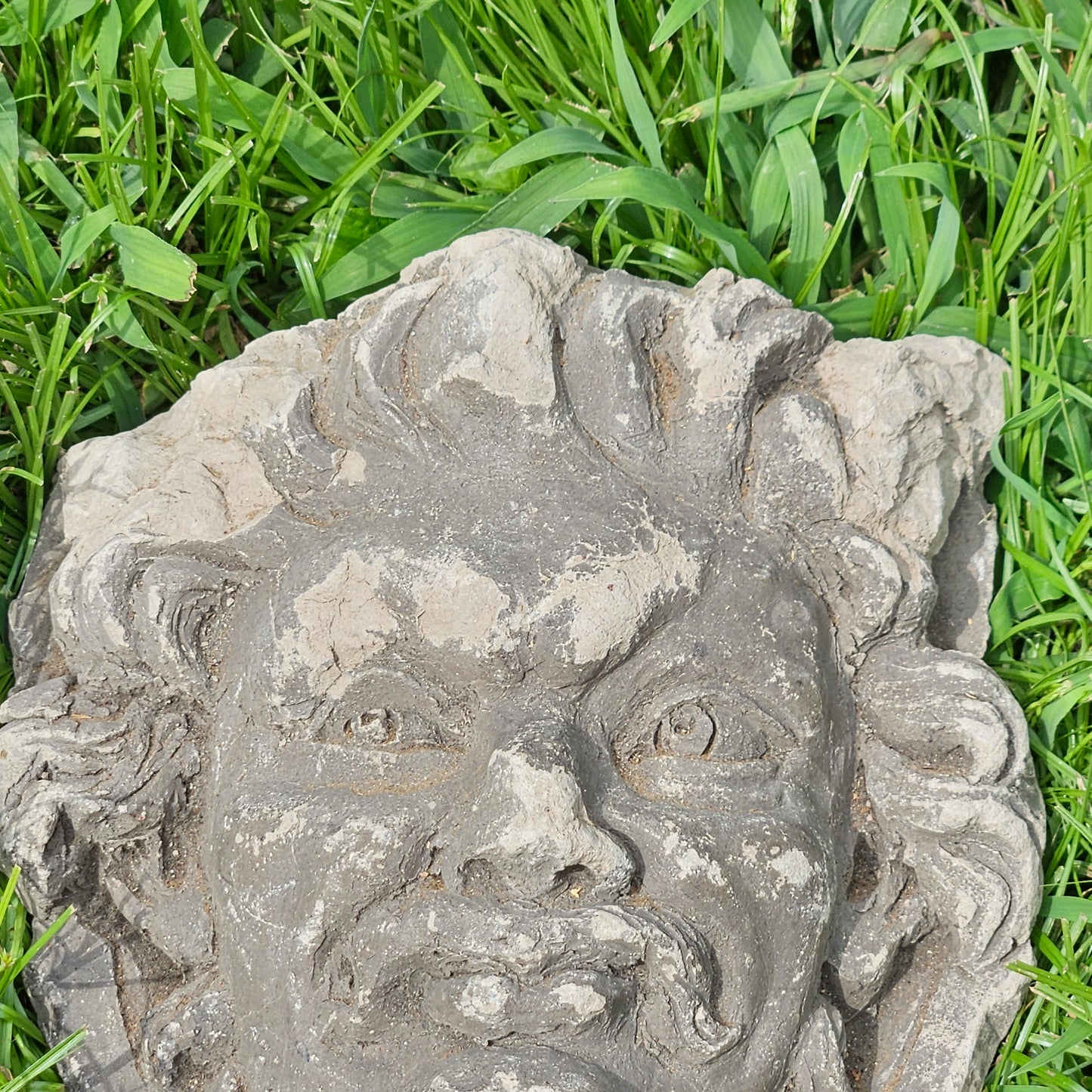 Vintage Dionysus Bacchus Cast Stone Garden Wall Plaque