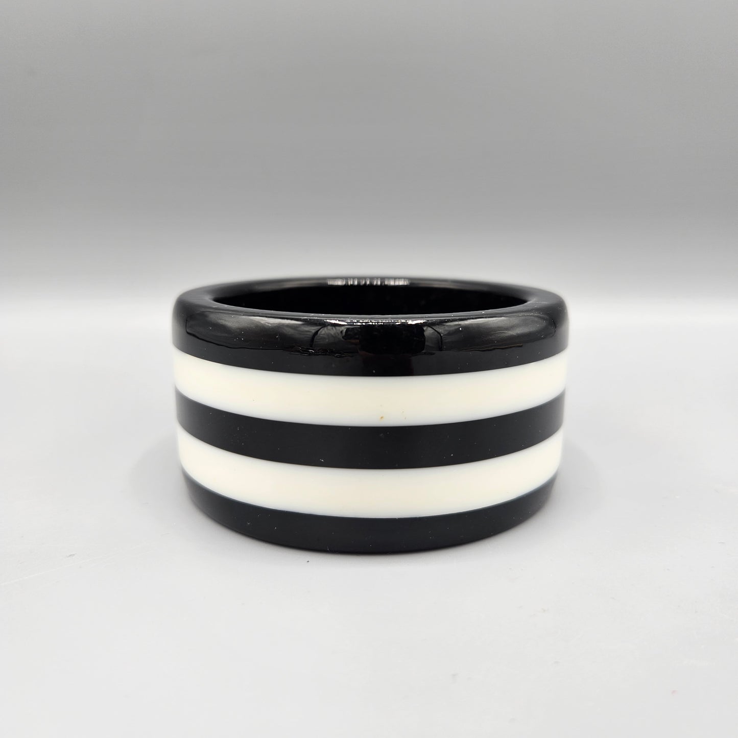 Retro Black & White Bangle Bracelet - Signed