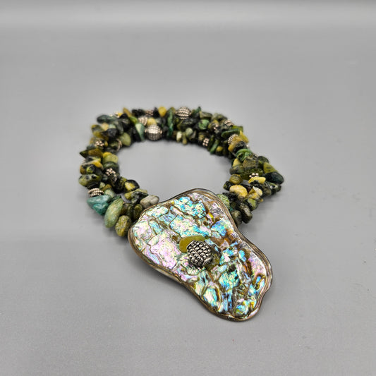 Vintage Green & Abalone Natural Stone Bracelet