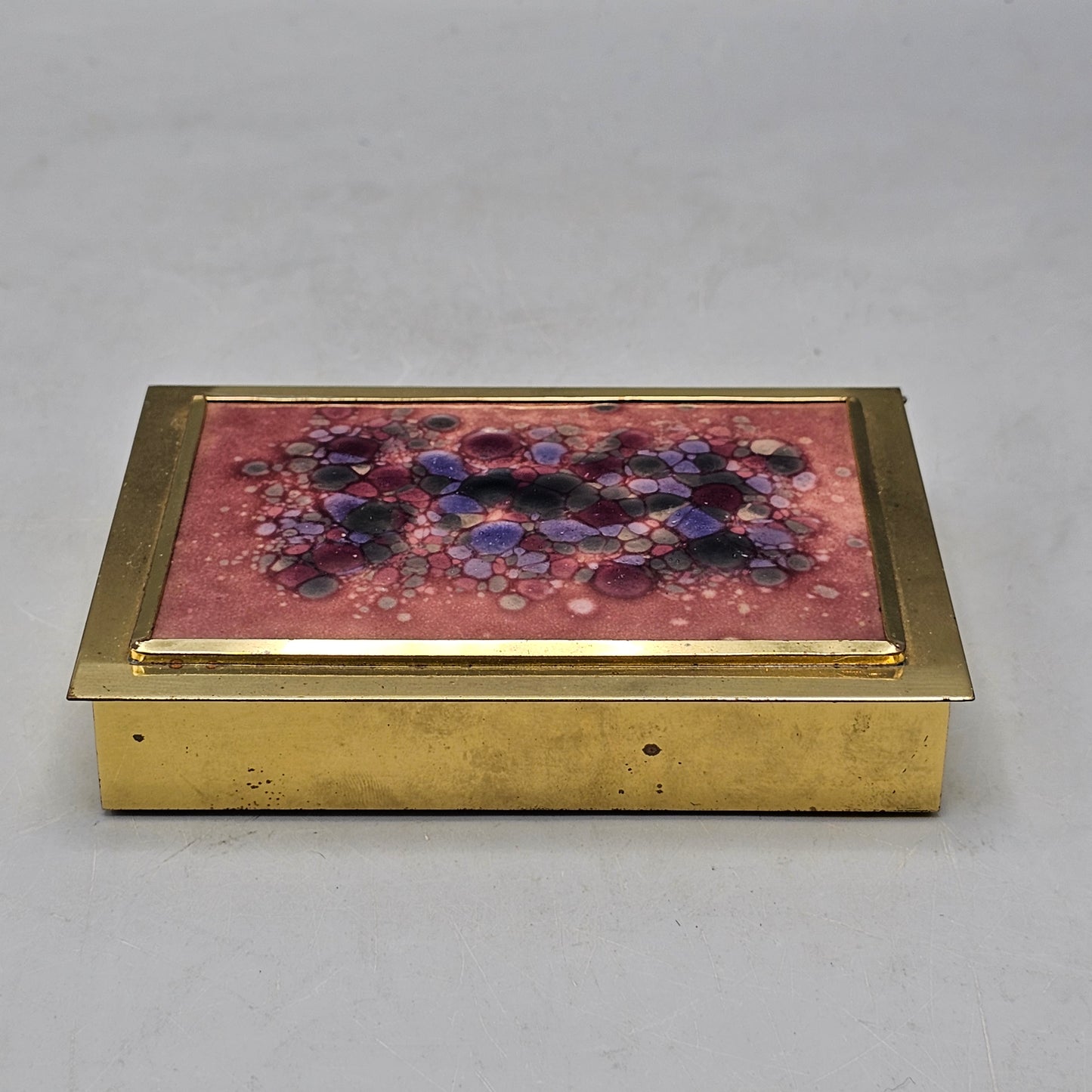 Vintage Enamel on Copper Brass Box