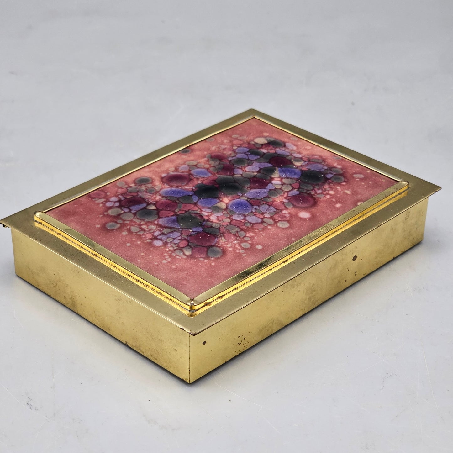 Vintage Enamel on Copper Brass Box