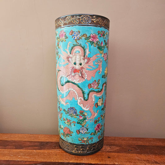 Chinese Porcelain Umbrella Stand with Dragons