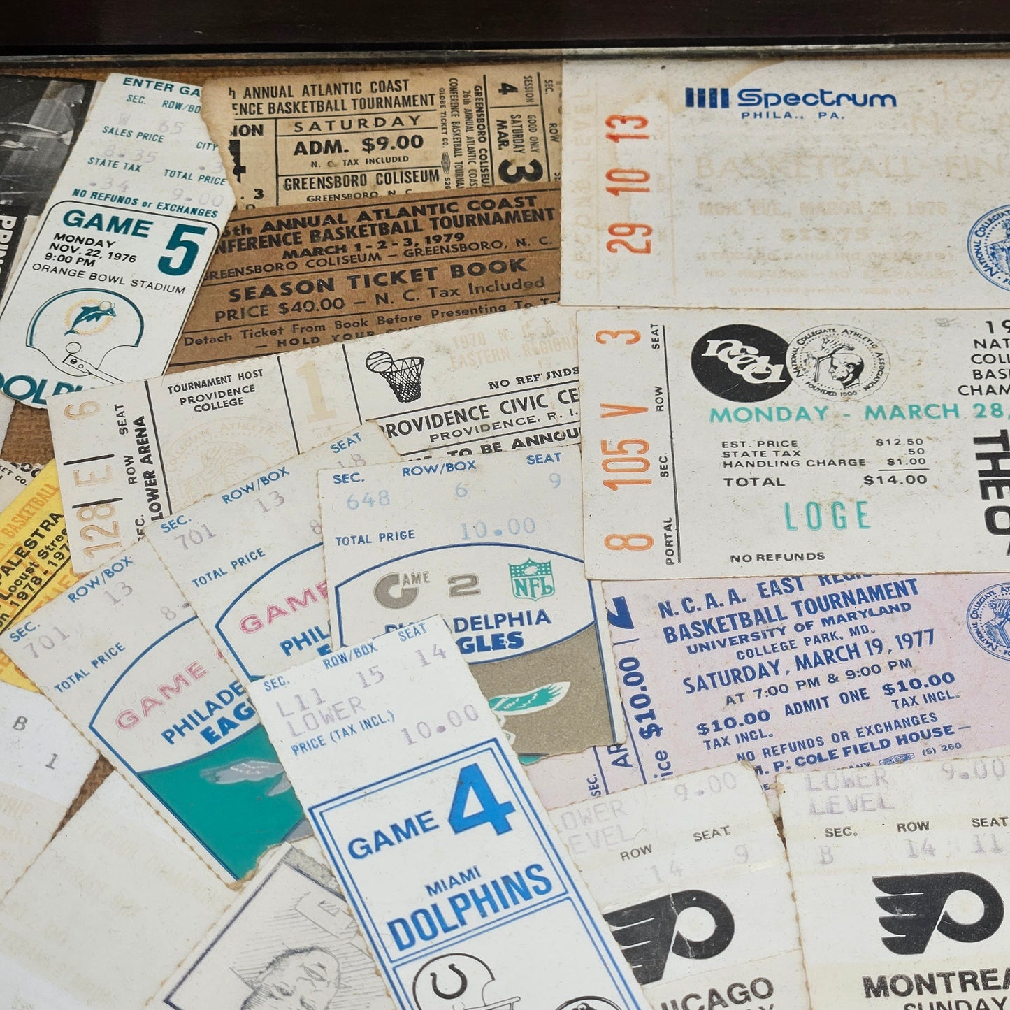 Wonderful Wooden Bar Tray with Vintage Sports Tickets Including 1970 World Series Tickets