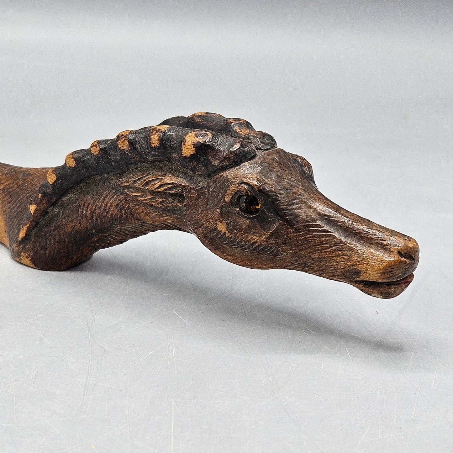 Hand Carved Wooden Horse Head Paper Knife with Stand