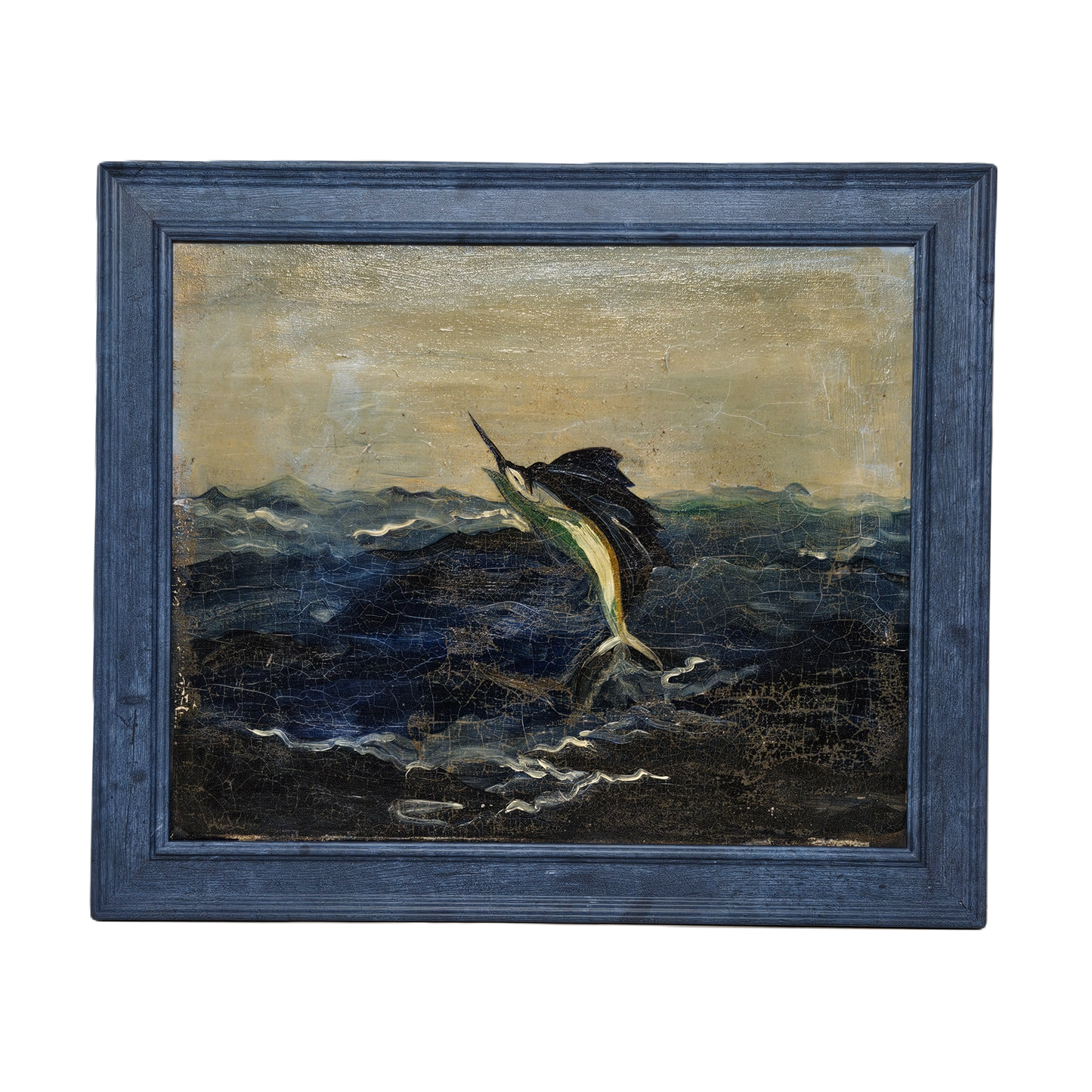 Large Painting of Marlin Jumping in Ocean