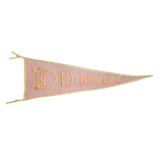 Vintage Unframed Large Pink Wildwood New Jersey Felt Pennant 48"