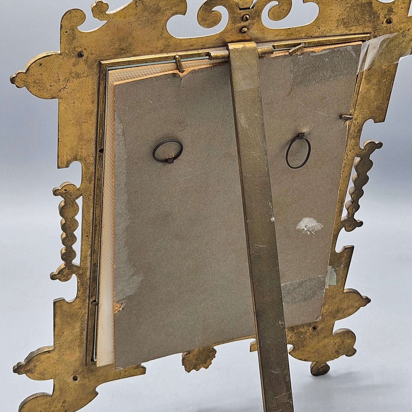 Amazing Gilt Metal & Enamel Easel Back Frame with Putti Face