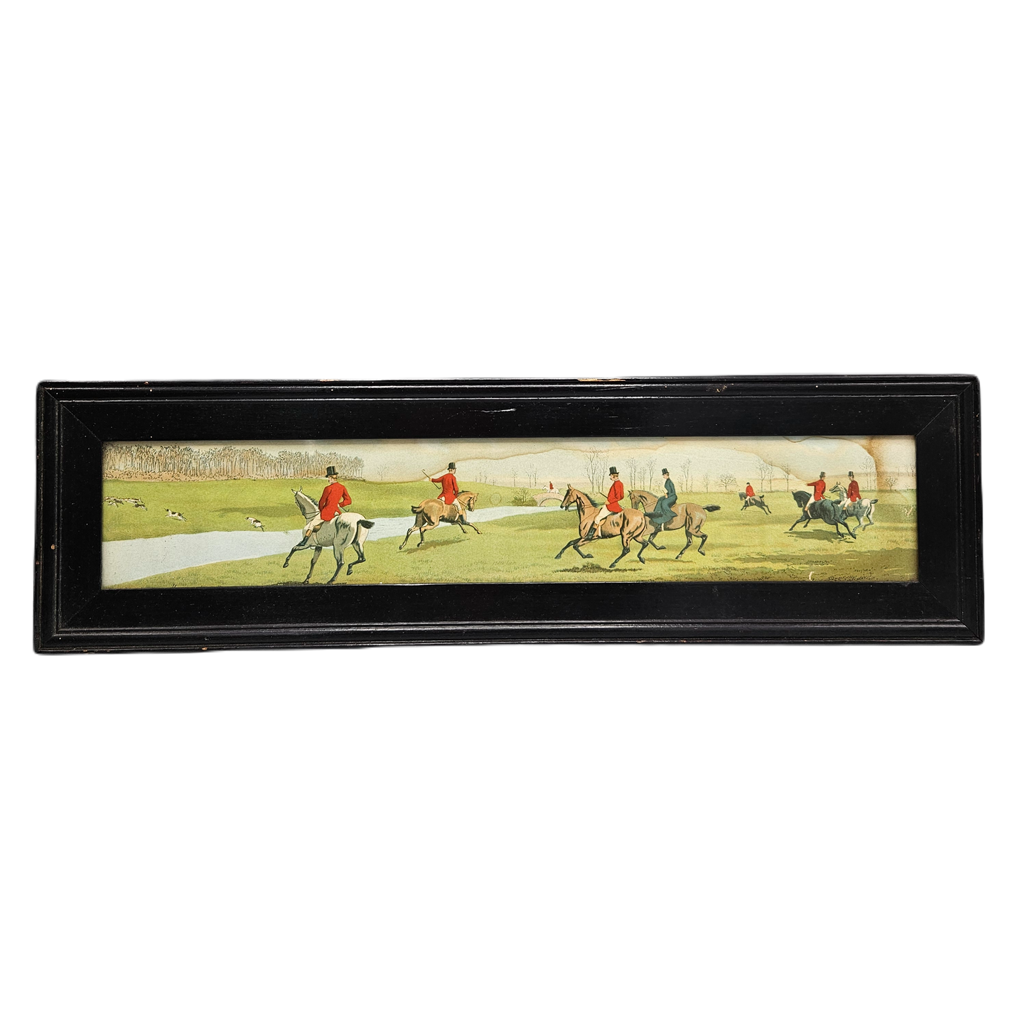 Awesome Harrington Bird Vintage Fox Hunting Scene in Black Frame