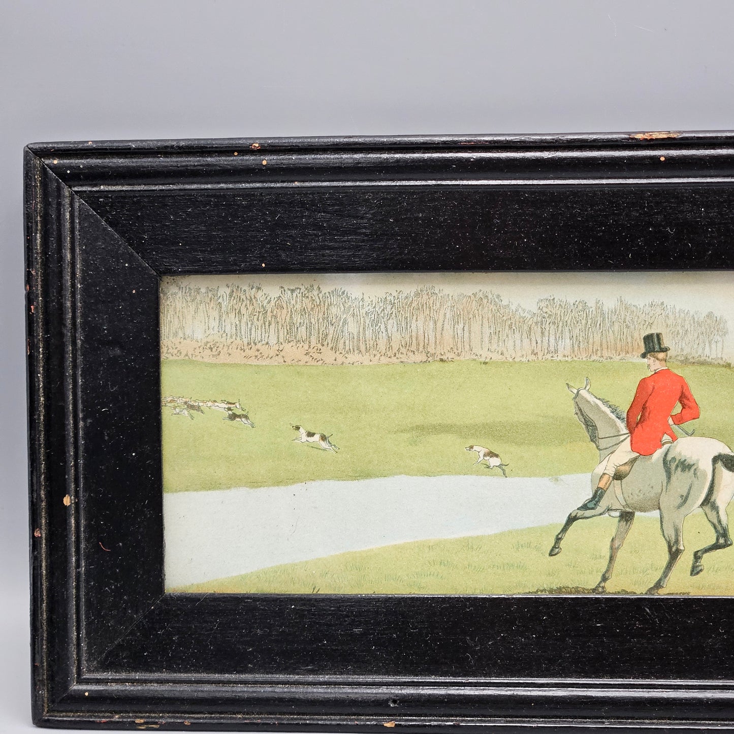 Awesome Harrington Bird Vintage Fox Hunting Scene in Black Frame