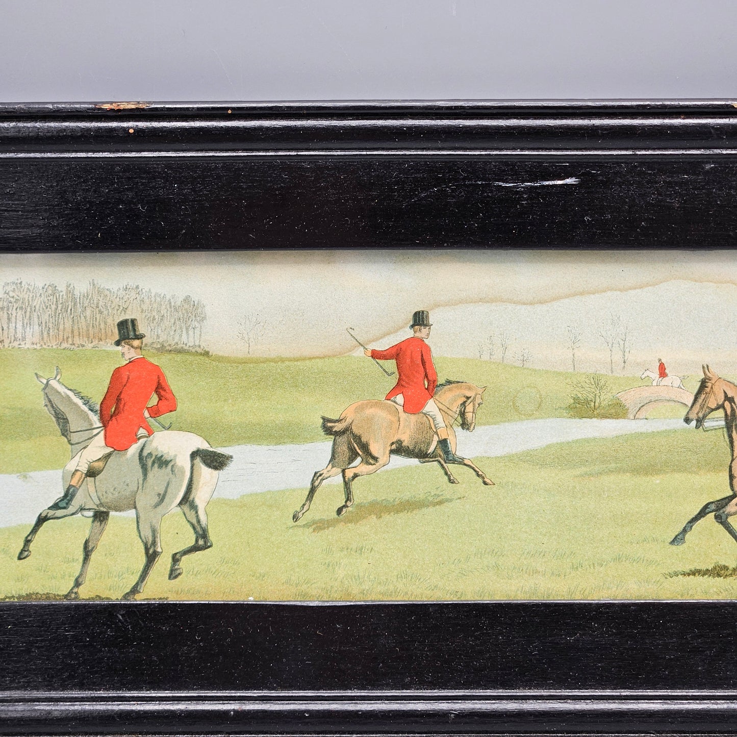 Awesome Harrington Bird Vintage Fox Hunting Scene in Black Frame