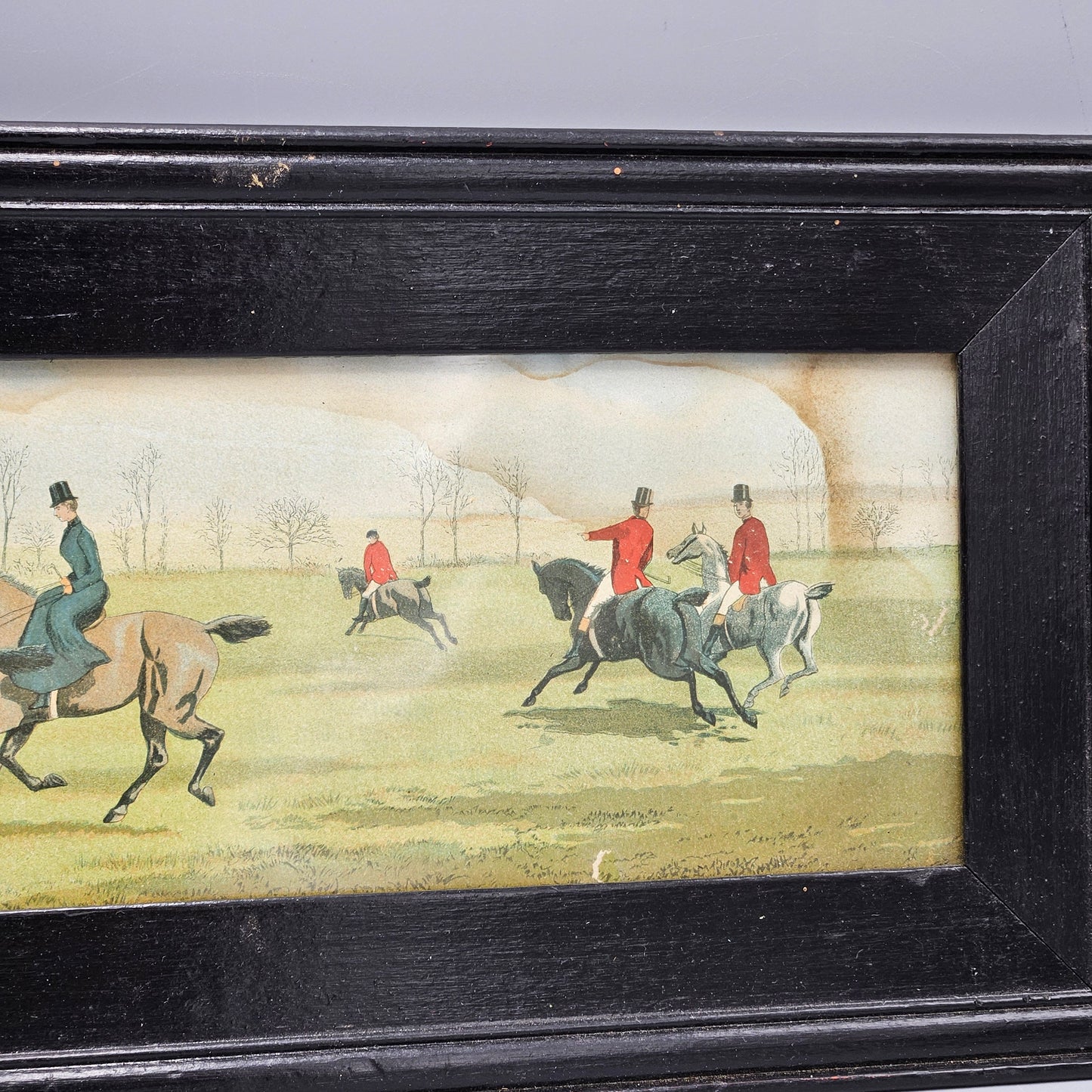 Awesome Harrington Bird Vintage Fox Hunting Scene in Black Frame