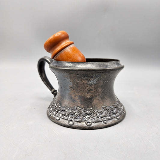 Antique Webster and Son Silverplate Shaving Mug with Brush