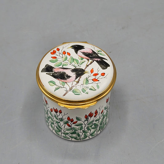 Vintage Halcyon Days Enamels Trinket Box with Two Birds