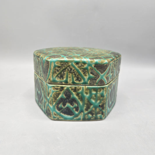 Royal Copenhagen Nils Thorsson and Johanne Gerber "Aluminia" Patterned Glaze Ceramic Baca Box