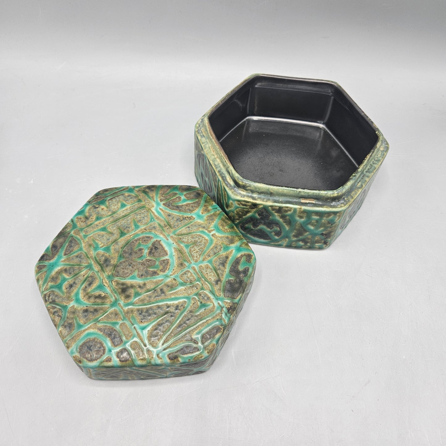 Royal Copenhagen Nils Thorsson and Johanne Gerber "Aluminia" Patterned Glaze Ceramic Baca Box