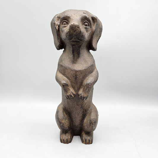 Antique Cast Iron Dachshund Begging Dog Doorstop