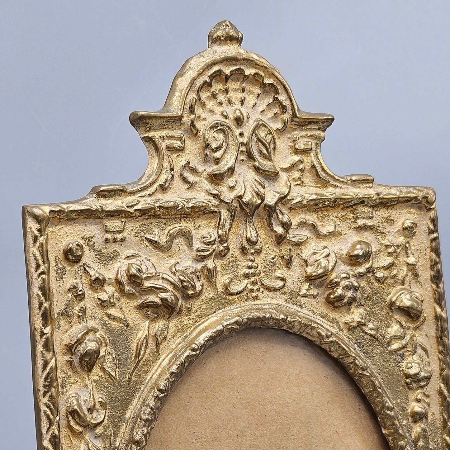 Antique Gold Cast Iron Oval Acanthus Leaf Frame