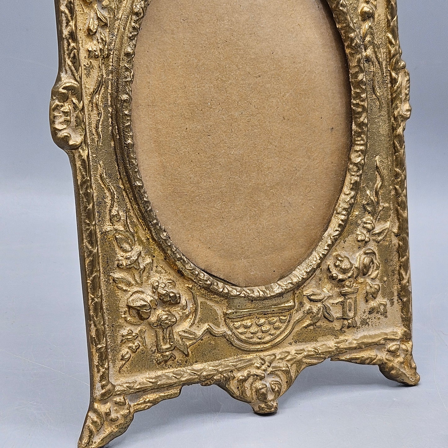 Antique Gold Cast Iron Oval Acanthus Leaf Frame