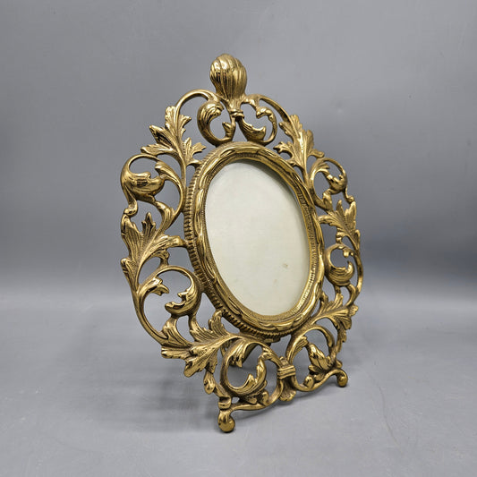 Vintage Virginia Metal Crafters Ornate Brass Table Top Picture Frame