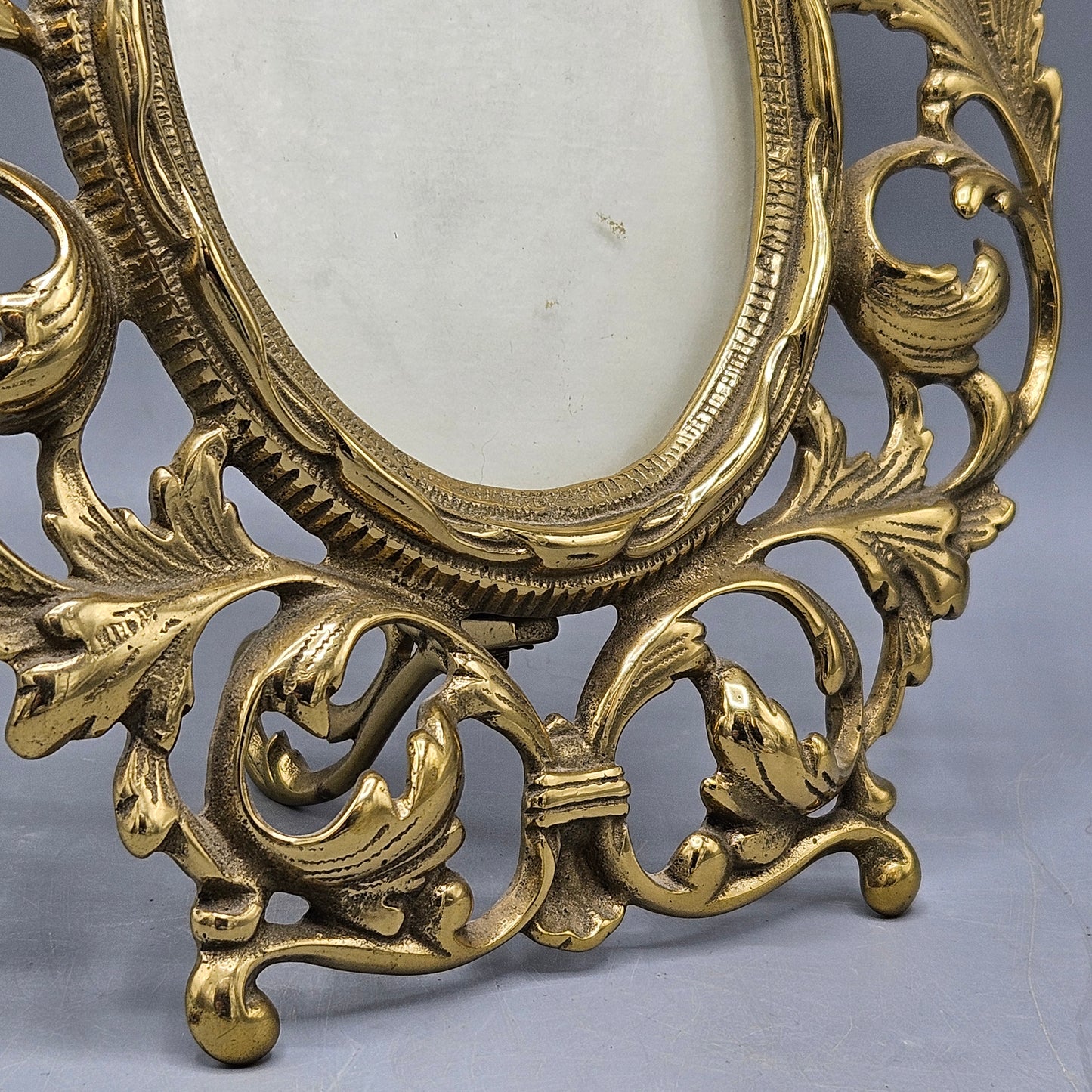 Vintage Virginia Metal Crafters Ornate Brass Table Top Picture Frame