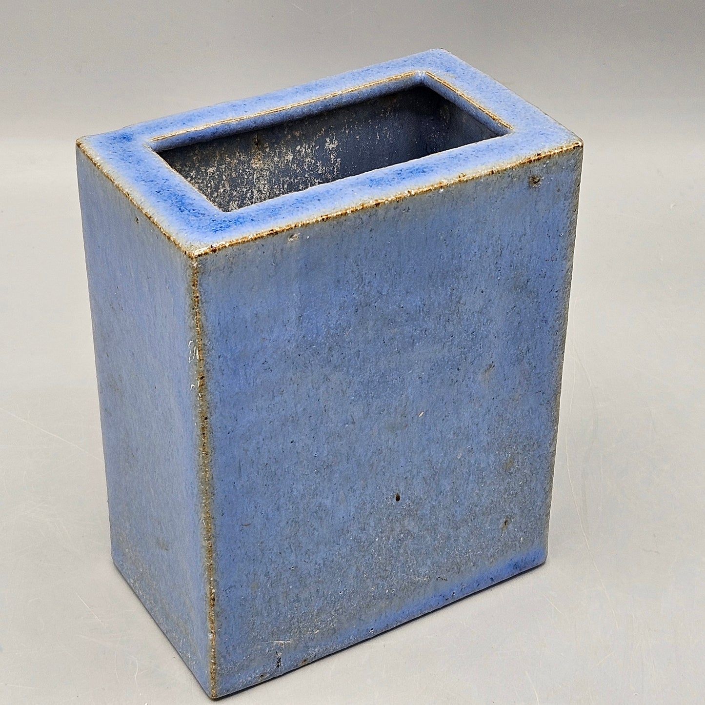 Blue Art Pottery Square Vase