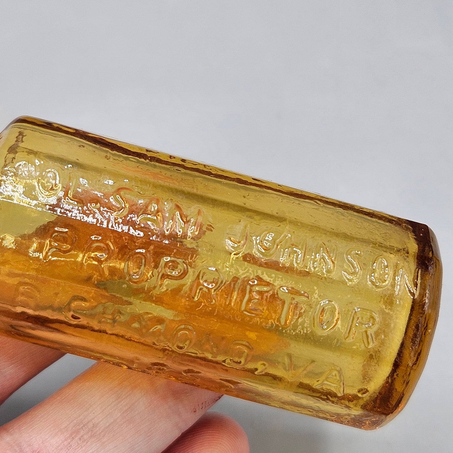 Col Sam Johnson A. Lancaster's Jaundice Bitters AMBER Glass Medicine Bottle 1852