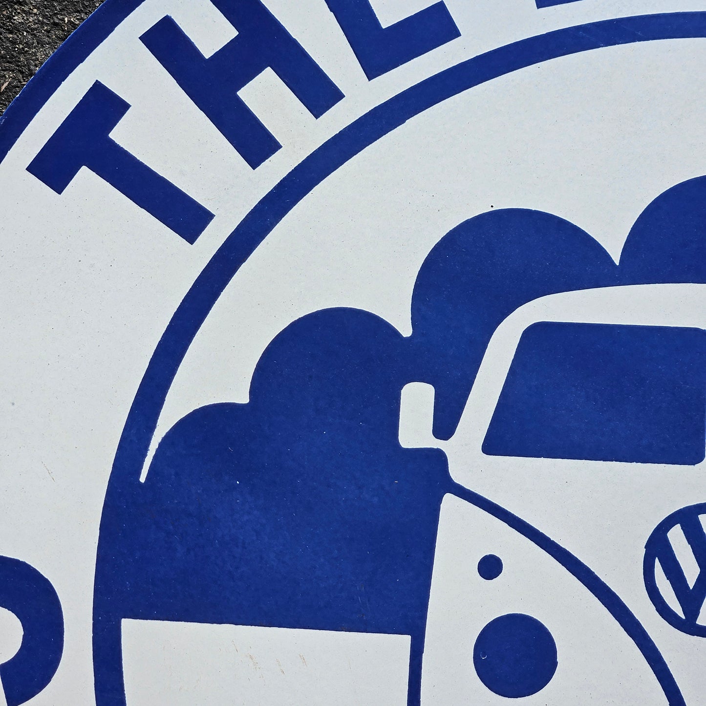 Porcelain on Metal Round VW Bus Sign