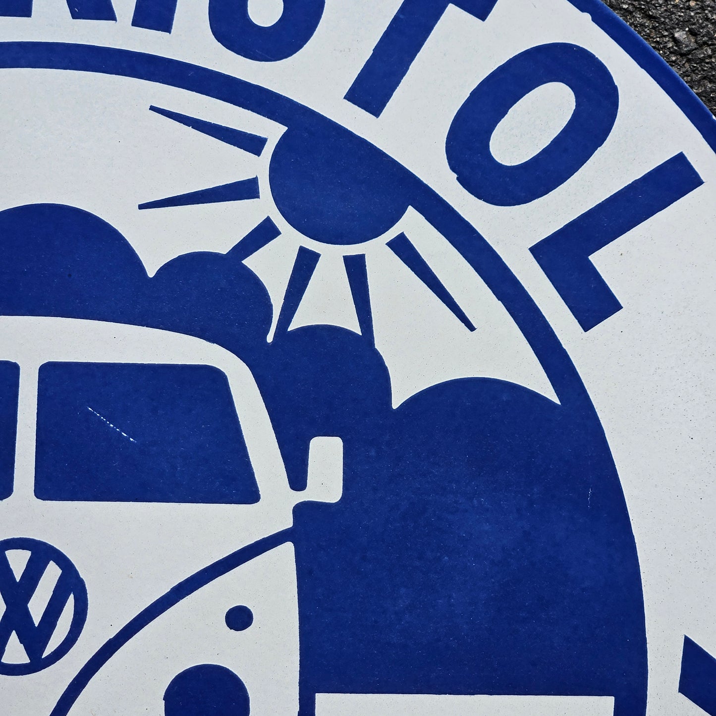 Porcelain on Metal Round VW Bus Sign