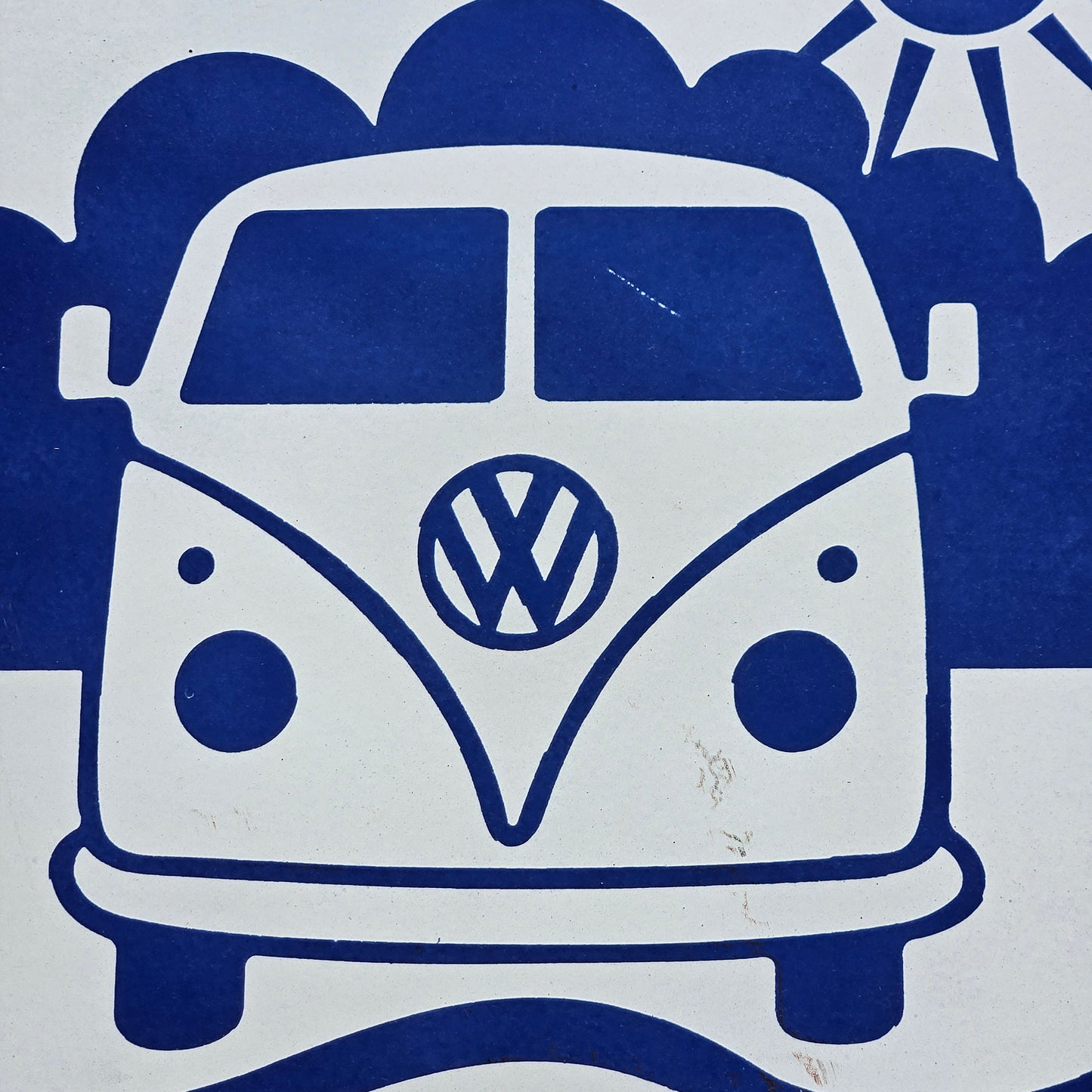 Porcelain on Metal Round VW Bus Sign