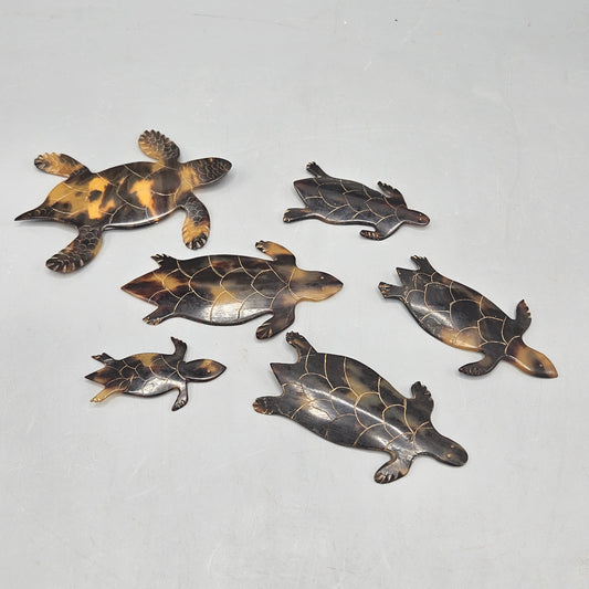 Set of 6 Tortoise Shell Turtle Figures from 1900's