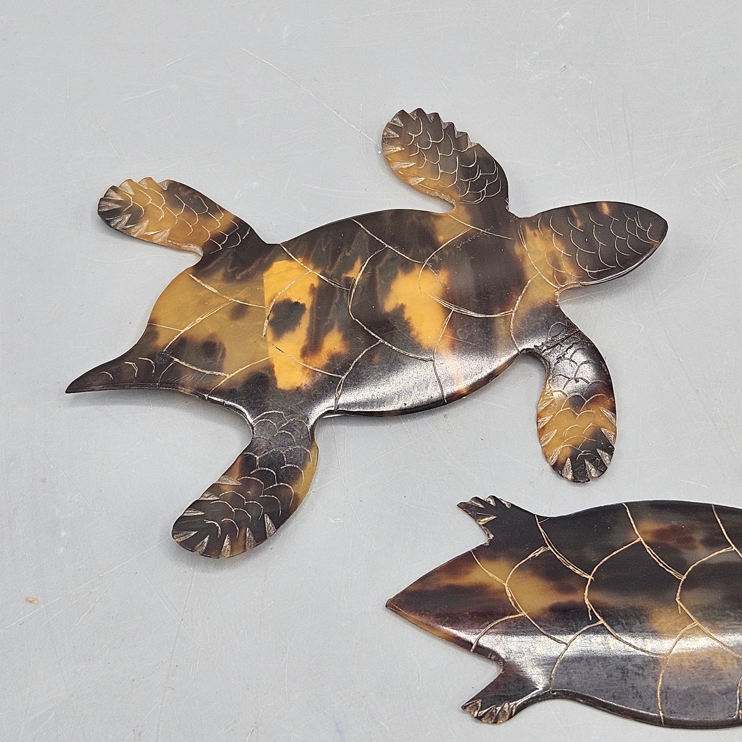 Set of 6 Tortoise Shell Turtle Figures from 1900's