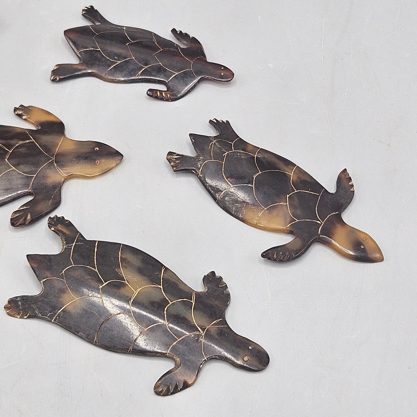 Set of 6 Tortoise Shell Turtle Figures from 1900's