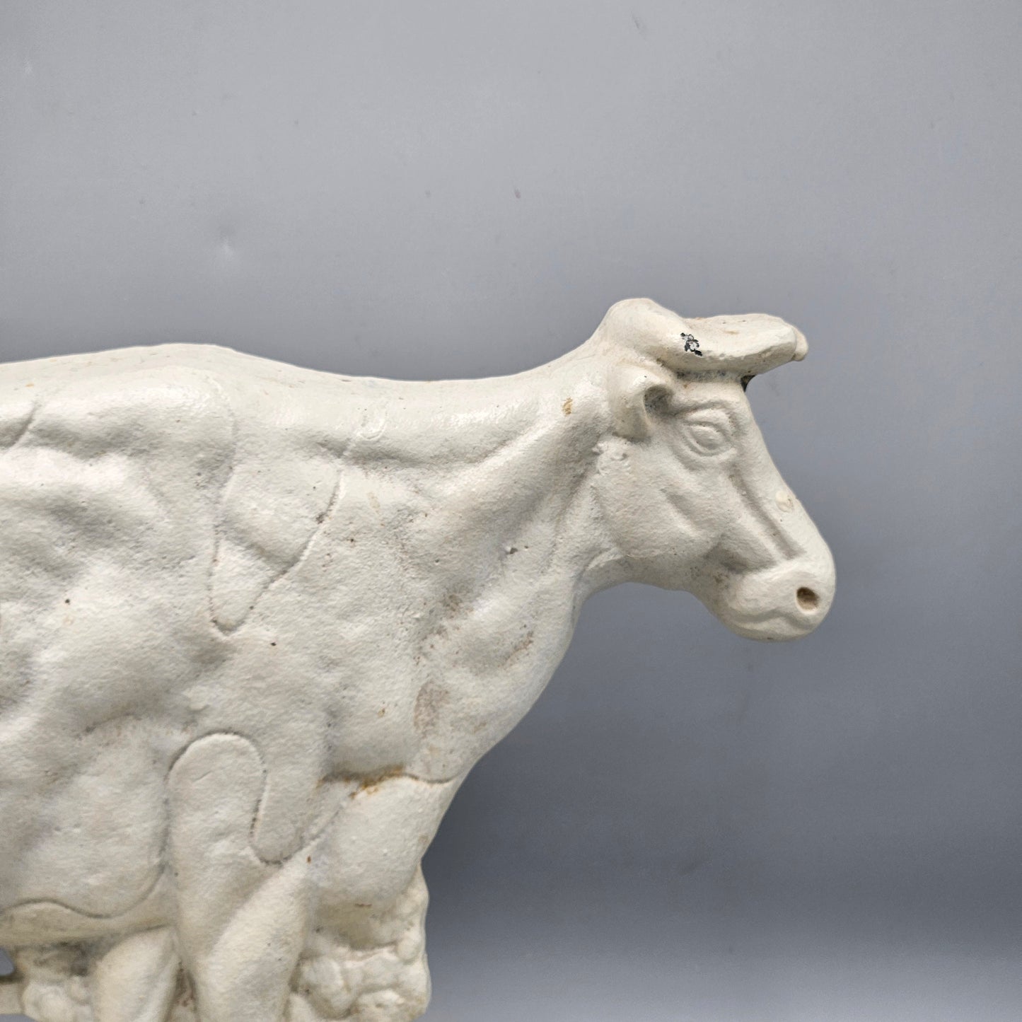 Vintage White Cast Iron Cow Door Stop