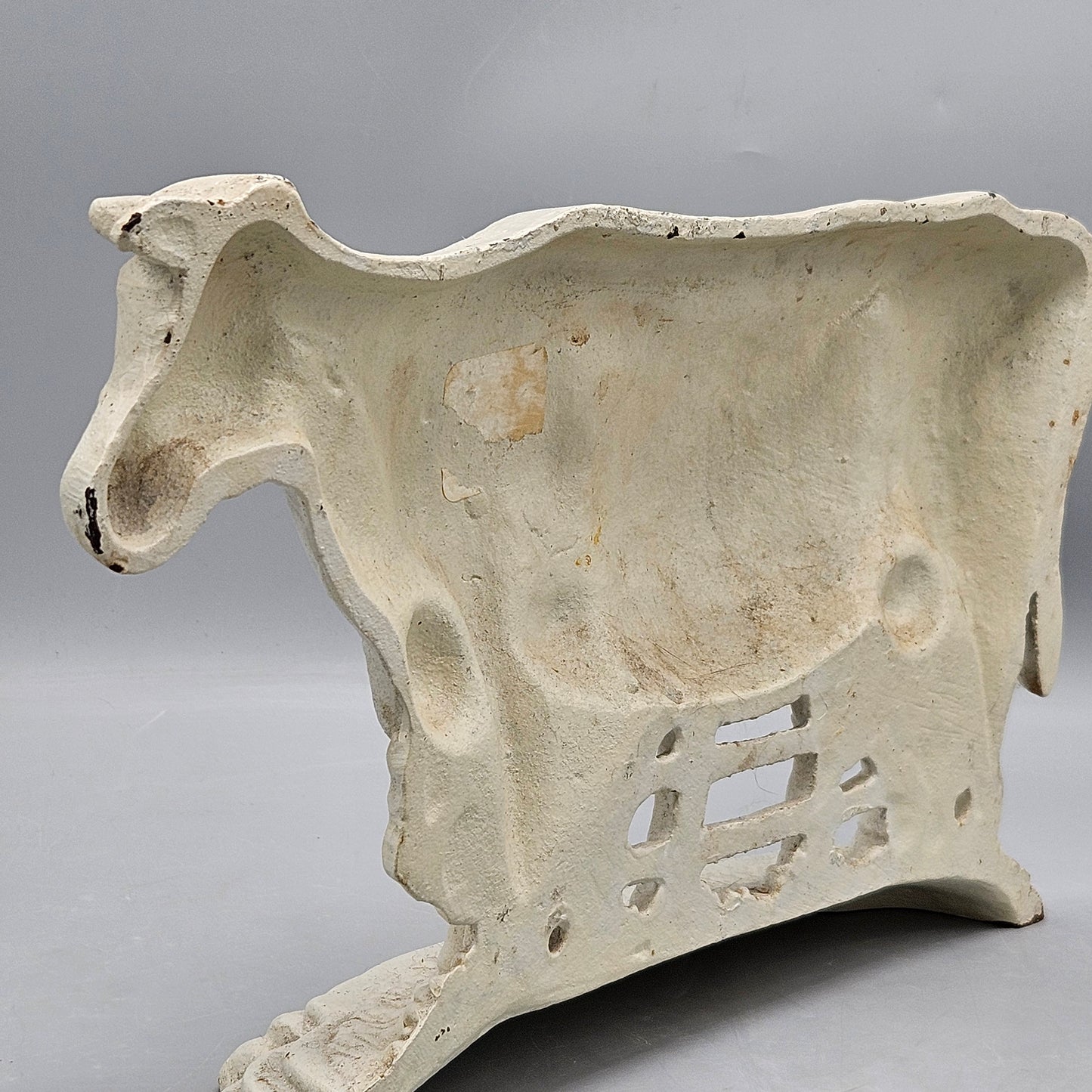 Vintage White Cast Iron Cow Door Stop