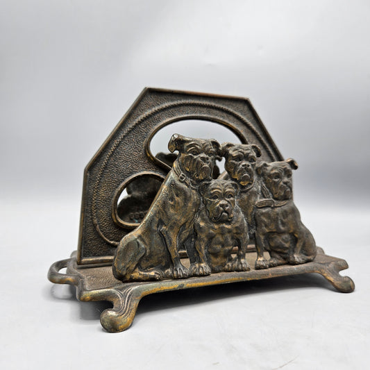 Antique Judd Cast Iron Bulldog Letter Holder USA 1910