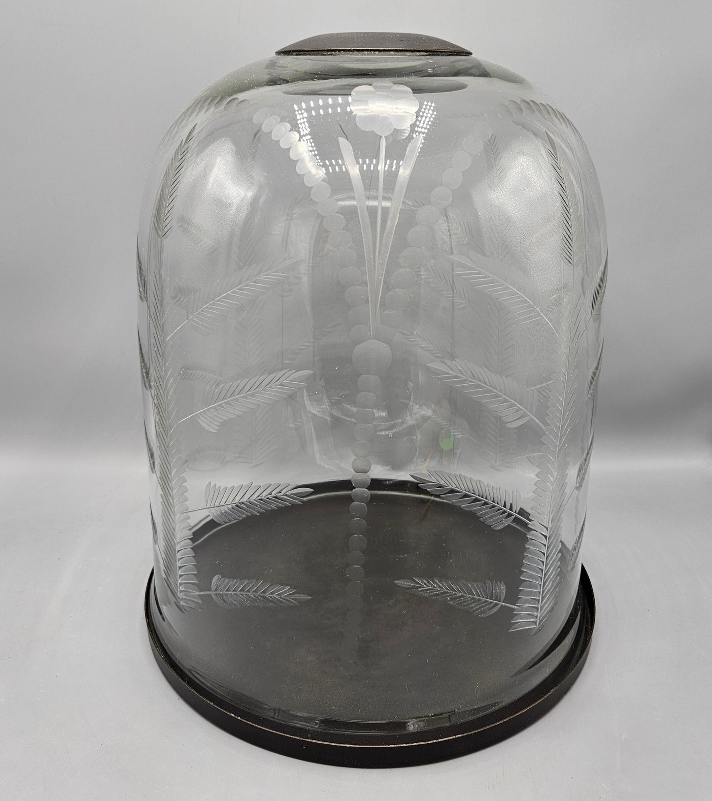 Large Pottery Barn Etched Cloche Hurricane