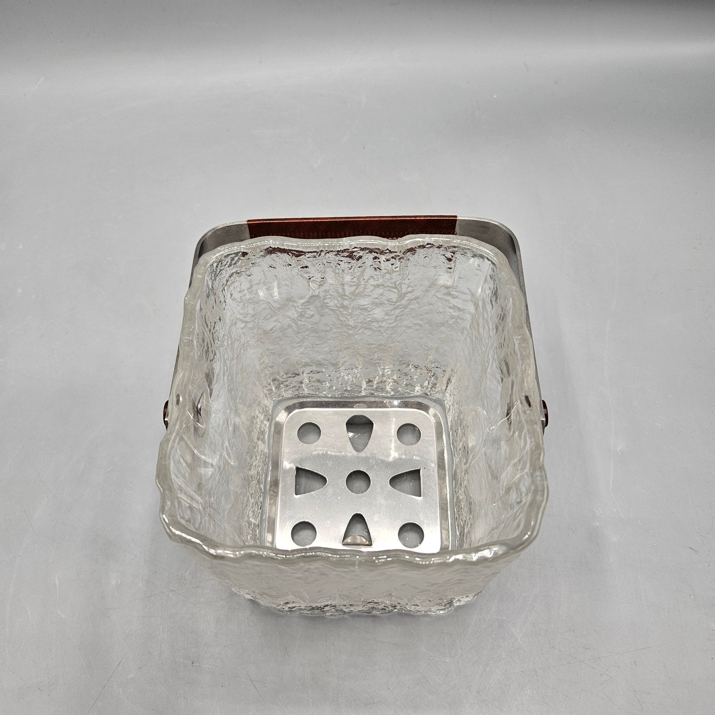 Vintage Hoya Crystal Ice Cube Bucket with Stainless Steel Handle