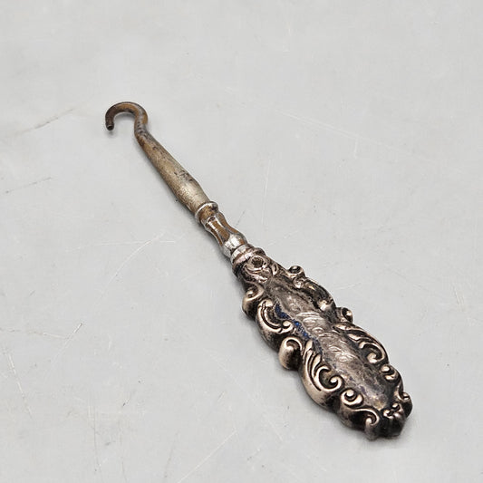 Vintage Miniature Sterling Silver Handled Button Hook