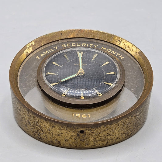 Vintage Endura Brass Desk Alarm Clock Made in France