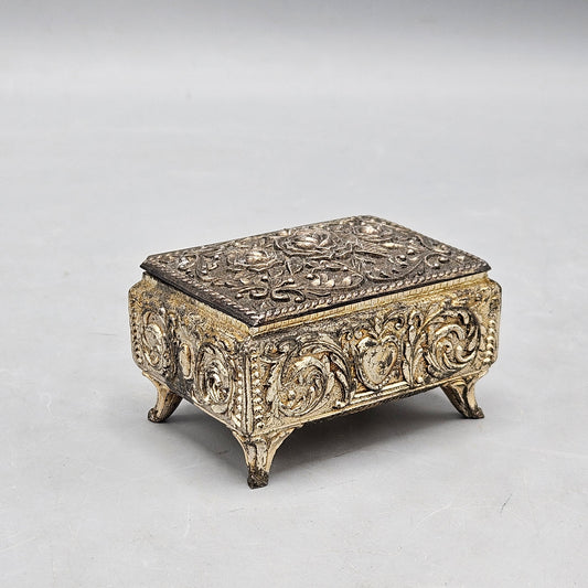 Silver Plate Footed Box with Red Velvet Lining