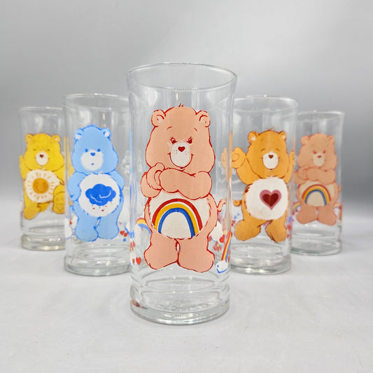 Set of 6 Vintage Care Bear Pizza Hut Tumbler Glasses