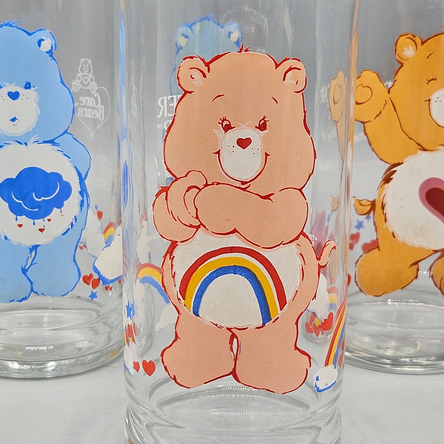 Set of 6 Vintage Care Bear Pizza Hut Tumbler Glasses