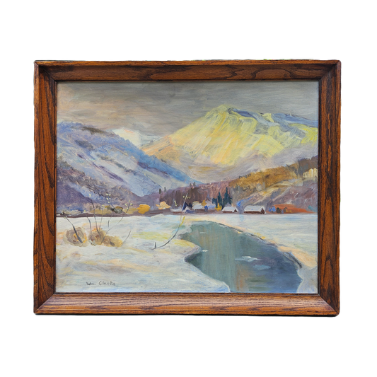 Vintage William Clark Signed Oil on Board winter Landscape Painting